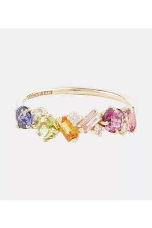 Suzanne Kalan Ring Rainbow aus 14kt Gelbgold mit Saphiren und Diamanten
