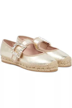 Roger Vivier Damen Espadrilles - Verzierte Espadrilles aus Metallic-Leder
