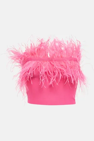 Staud Cropped-Top Nellie aus Strick mit Federn