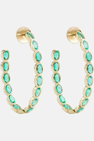 Octavia Elizabeth Ohrringe Oval Eternity aus 18kt Gelbgold mit Smaragden