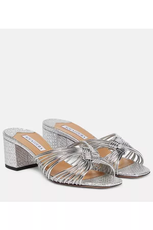 Aquazzura Pantoletten Club 50 aus Metallic-Leder