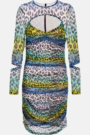 Ganni Bedrucktes Minikleid aus Mesh