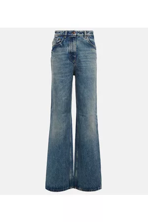 Prada Damen High Waisted Jeans - High-Rise Wide-Leg Jeans