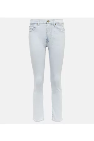 7 for all Mankind Damen Cropped Jeans - Mid-Rise Slim Jeans Roxanne
