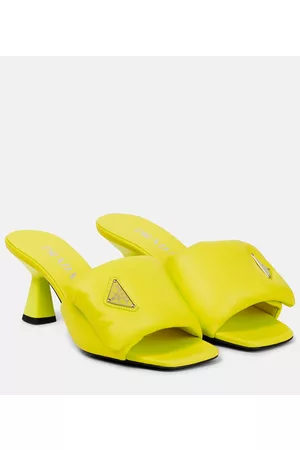 Prada Damen Sandalen mit hohem Absatz - Pantoletten aus Leder