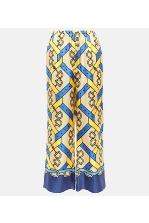 Gucci Damen Weite Hosen - Bedruckte Hose Horsebit aus Seide