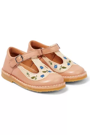 Petit Nord Mädchen Sandalen - Bestickte Schuhe Peter Pan aus Leder