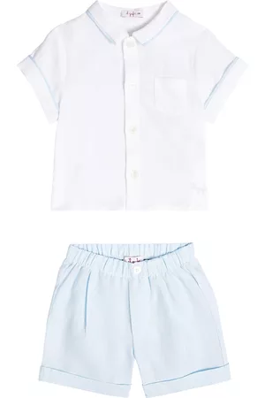 Il gufo Outfit Sets - Baby Set aus Hemd und Hose aus Leinen