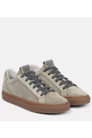 Brunello Cucinelli Damen Flache Sneakers - Sneakers aus Veloursleder