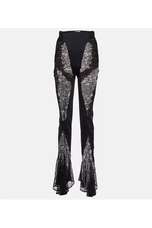 MUGLER Damen Hosen & Jeans - High-Rise-Schlaghose aus Spitze