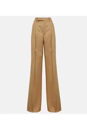 Saint Laurent Damen Weite Hosen - Weite High-Rise-Hose aus Wolle