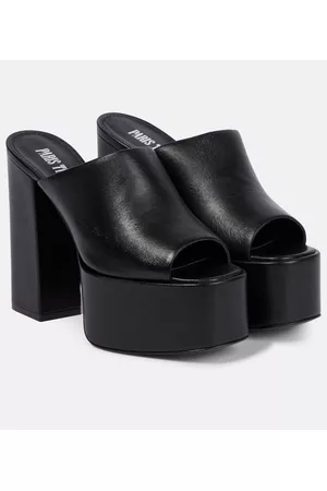 PARIS TEXAS Damen Sandalen mit hohem Absatz - Plateau-Pantoletten Sasha aus Leder
