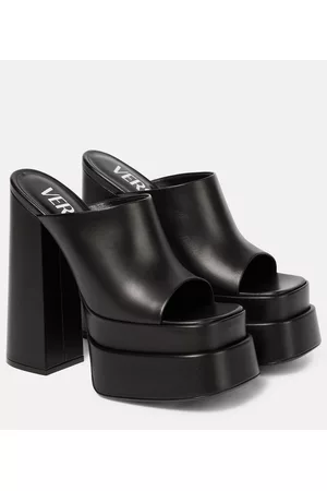 VERSACE Damen Sandalen mit hohem Absatz - Plateau-Mules aus Leder