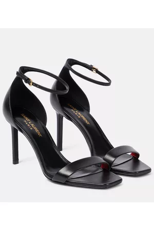 Saint Laurent Damen Sandalen mit hohem Absatz - Sandalen Amber 85 aus Leder