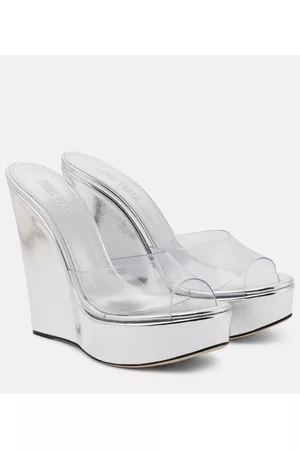 PARIS TEXAS Damen Sandalen mit hohem Absatz - Pantoletten Lidia aus Metallic-Leder