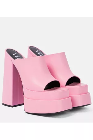 VERSACE Damen Sandalen mit hohem Absatz - Plateau-Pantoletten aus Leder