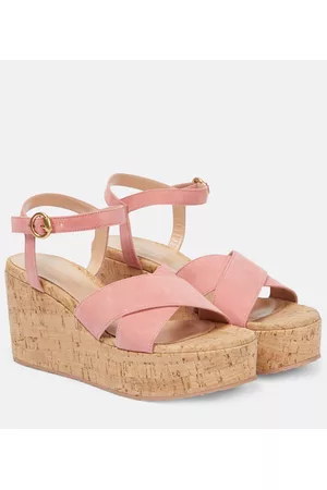 Gianvito Rossi Damen Sandalen mit hohem Absatz - Wedge-Sandalen aus Veloursleder