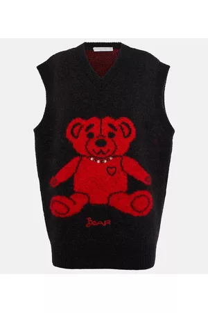 Alessandra Rich Damen Strickpullover - Weste Bear aus einem Wollgemisch