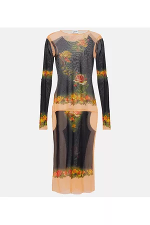 Jean Paul Gaultier Damen Bedruckte Kleider - Bedrucktes Midikleid aus Mesh