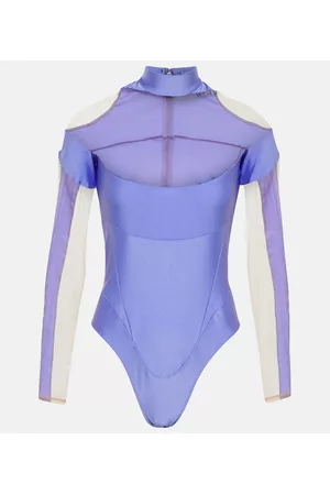 MUGLER Damen Longsleeves - Body aus Tüll