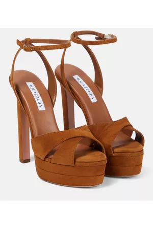 Aquazzura Damen Sandalen - Plateausandalen aus Veloursleder