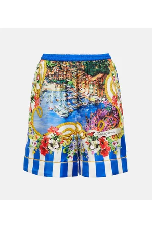 Dolce & Gabbana Damen Shorts - High-Rise Shorts Portofino aus Seide