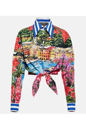 Dolce & Gabbana Damen Longsleeves - T-Shirt Portofino aus Baumwolle