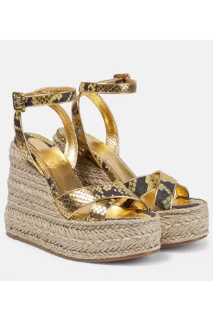 Christian Louboutin Damen Keilabsätze - Espadrille-Wedges Mariza aus Metallic-Leder