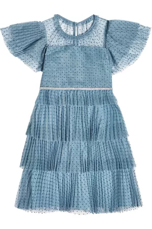 Self-Portrait Kids Mädchen Kleider - Kleid Blue Dot aus Mesh