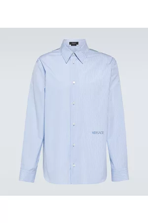 VERSACE Herren Langärmlige Hemden - Besticktes Hemd aus Baumwollpopeline