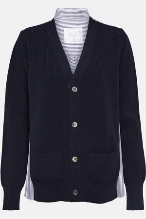 SACAI Cardigan aus Wolle und Baumwollpopeline