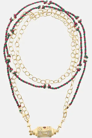 Marie Lichtenberg Halskette Love You mit 14kt Gelbgold, Saphiren und Süßwasserperlen