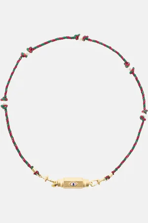 Marie Lichtenberg Halskette Evil Eye Baby mit 14kt Gelbgold, Emaille und Saphir