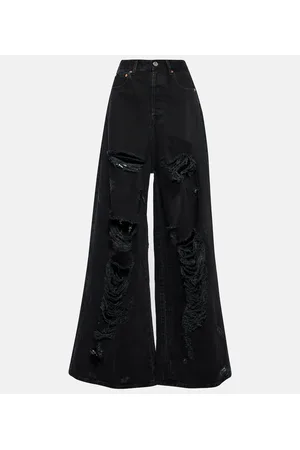 Vetements Distressed Wide-Leg Jeans