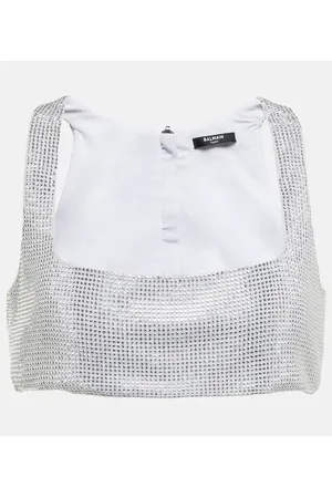 Balmain Cropped-Top mit Kristallen