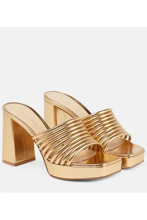 Gianvito Rossi Plateau-Sandalen Lena aus Metallic-Leder