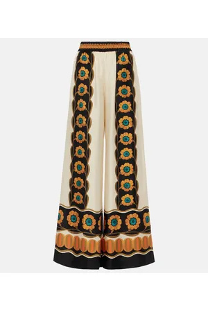 La DoubleJ Bedruckte Palazzo-Hose aus Seiden-Twill