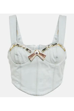 AREA Cropped-Top aus Denim