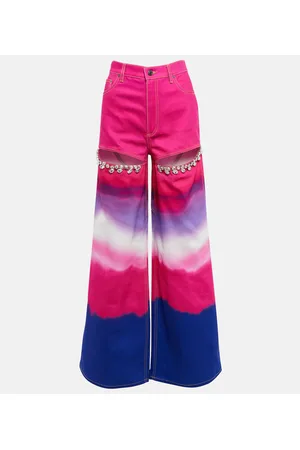 AREA Verzierte Wide-Leg Jeans