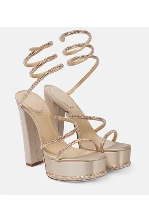 RENE CAOVILLA Verzierte Plateausandalen aus Satin