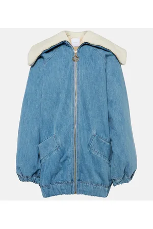 Patou Bomberjacke aus Denim und Faux Shearling