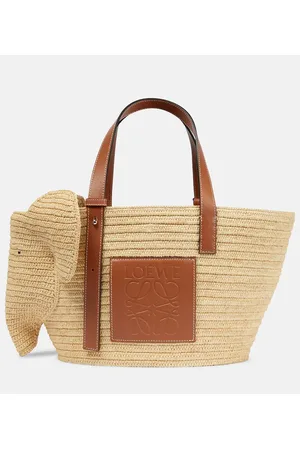 Loewe Tote Elephant aus Raffiabast mit Leder