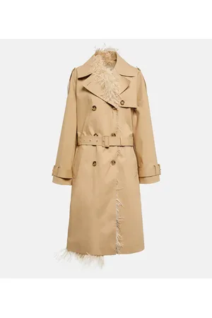 VALENTINO Trenchcoat aus Canvas mit Federn