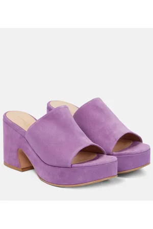 Gianvito Rossi Plateau-Pantoletten aus Veloursleder