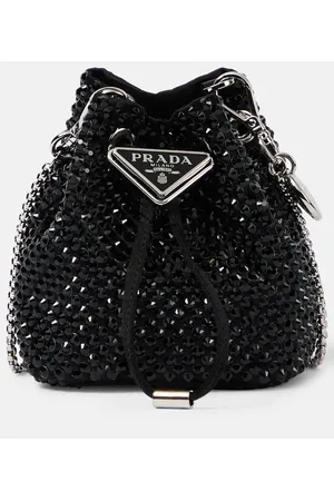 Prada Bucket-Bag Mini aus Satin mit Kristallen