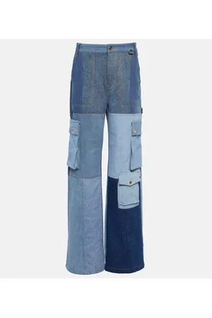 Marine Serre High-Rise Wide-Leg Jeans Monogram