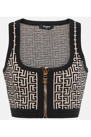 Balmain Cropped-Top aus einem Wollgemisch