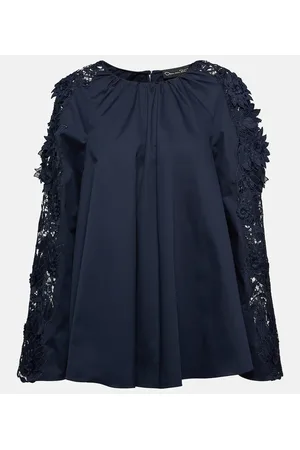 Oscar de la Renta Bluse aus Baumwolle mit Spitze