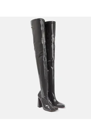 Amina Muaddi Overknee-Stiefel Marine Stretch 95