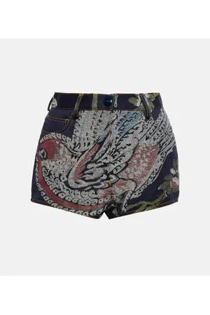 Etro Bestickte High-Rise Jeansshorts